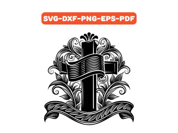 Download Floral Cross with Decorative SVG Vector - Decor Collection