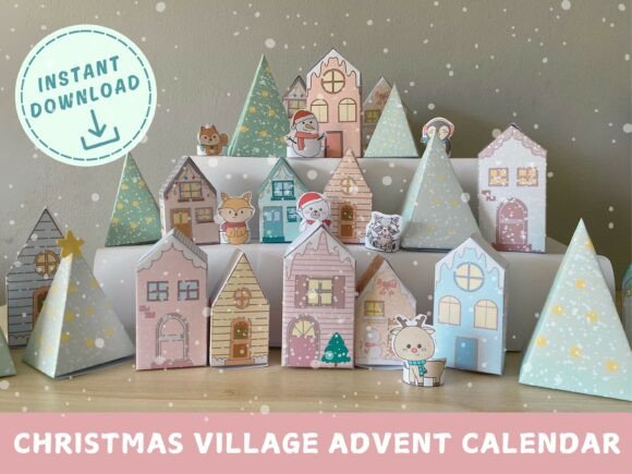 Download Christmas Village Advent Calendar Houses - Premium Resources
