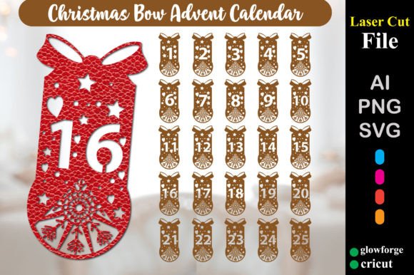 Download Christmas Bow Advent Calendar Count Down - Premium Bundle