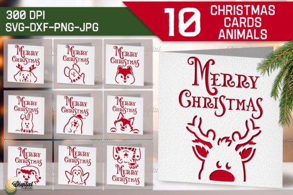 Download Christmas Cards Animals Bundle. Xmas SVG - Christmas cards Collection