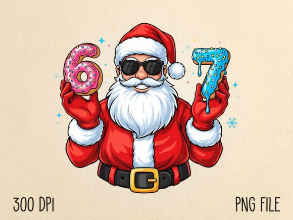 Download Santa Holding Donut Six Seven Meme PNG - Six seven Collection