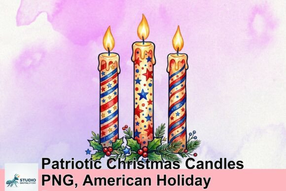 Download Patriotic Christmas Candles PNG, American Holiday Decor - Decor Collection