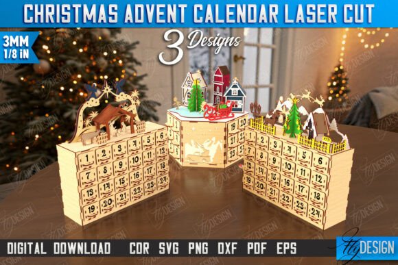Download Christmas Advent Calendar Laser Cut Set - Premium Resources
