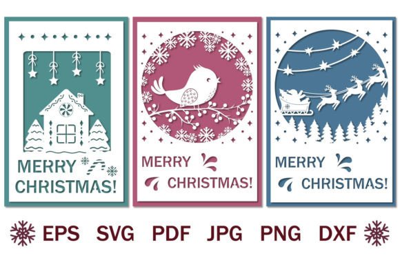 Download Bundle of Papercut Christmas Cards, Svg - Christmas cards Collection