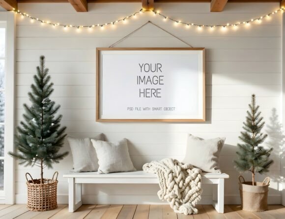 Download Oak Frame Mockup - Winter Holiday Decor - Decor Collection